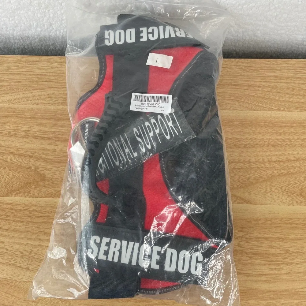 Pawshoppie Service Dog Harness Vest Red Black Large Reflective Padded Emotional - Picture 6 of 6